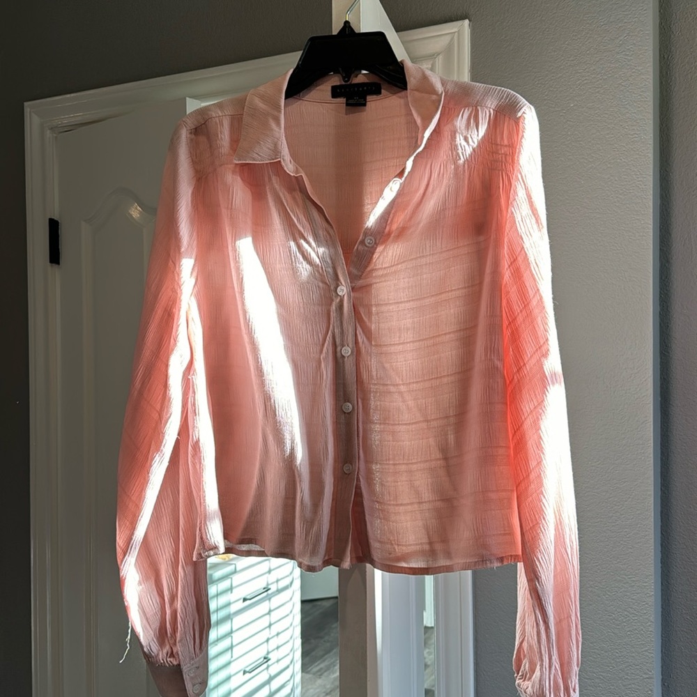 Sanctuary, size XS, pink button down shirt